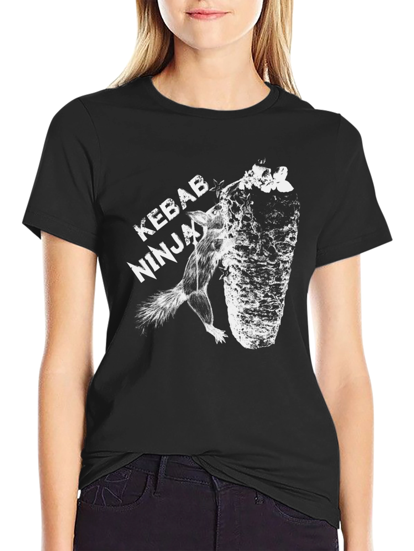 Kebab Ninja Black Graphic T-Shirt Unique Design