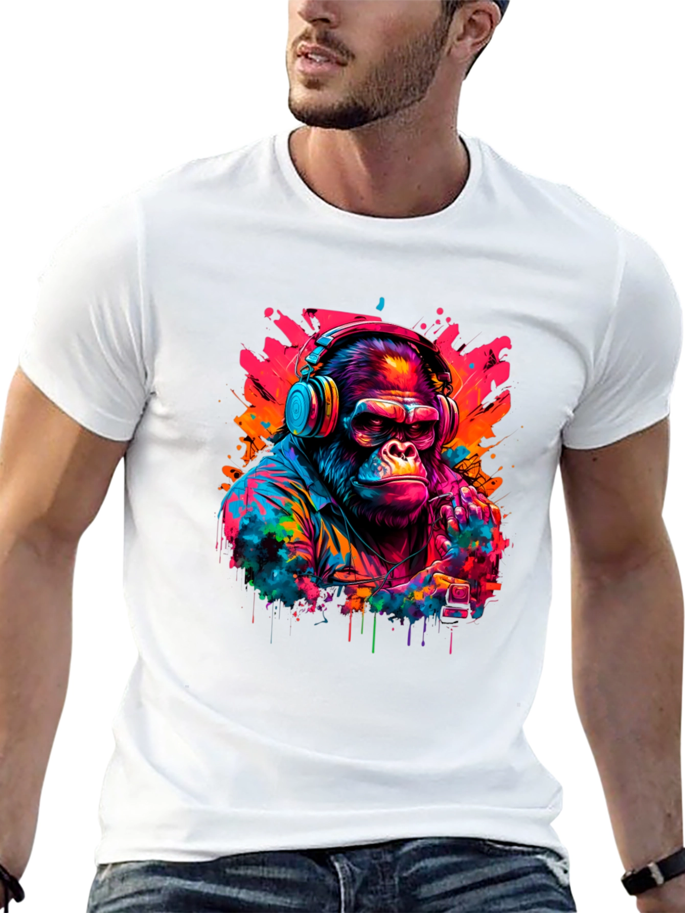 Cool Gorilla DJ Graphic T-Shirt