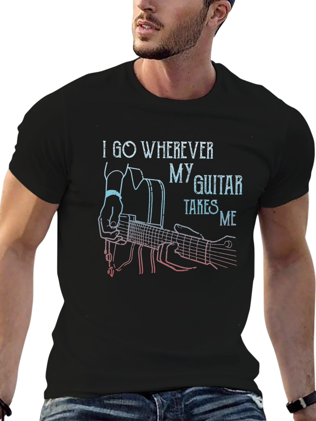 Guitar Takes Me Graphic T-Shirt - Music Lover Tee