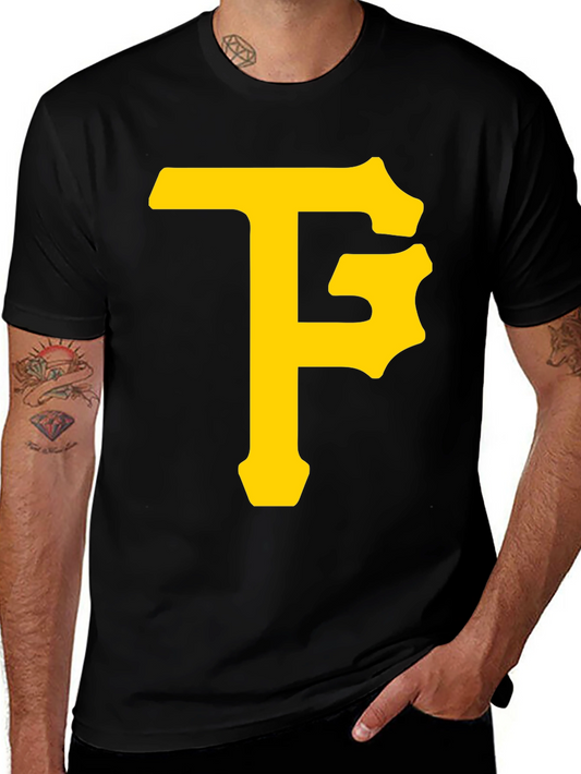Black T-Shirt with Yellow Letter Logo