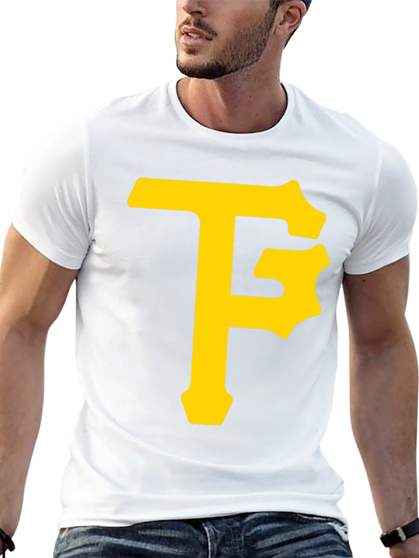 Black T-Shirt with Yellow Letter Logo