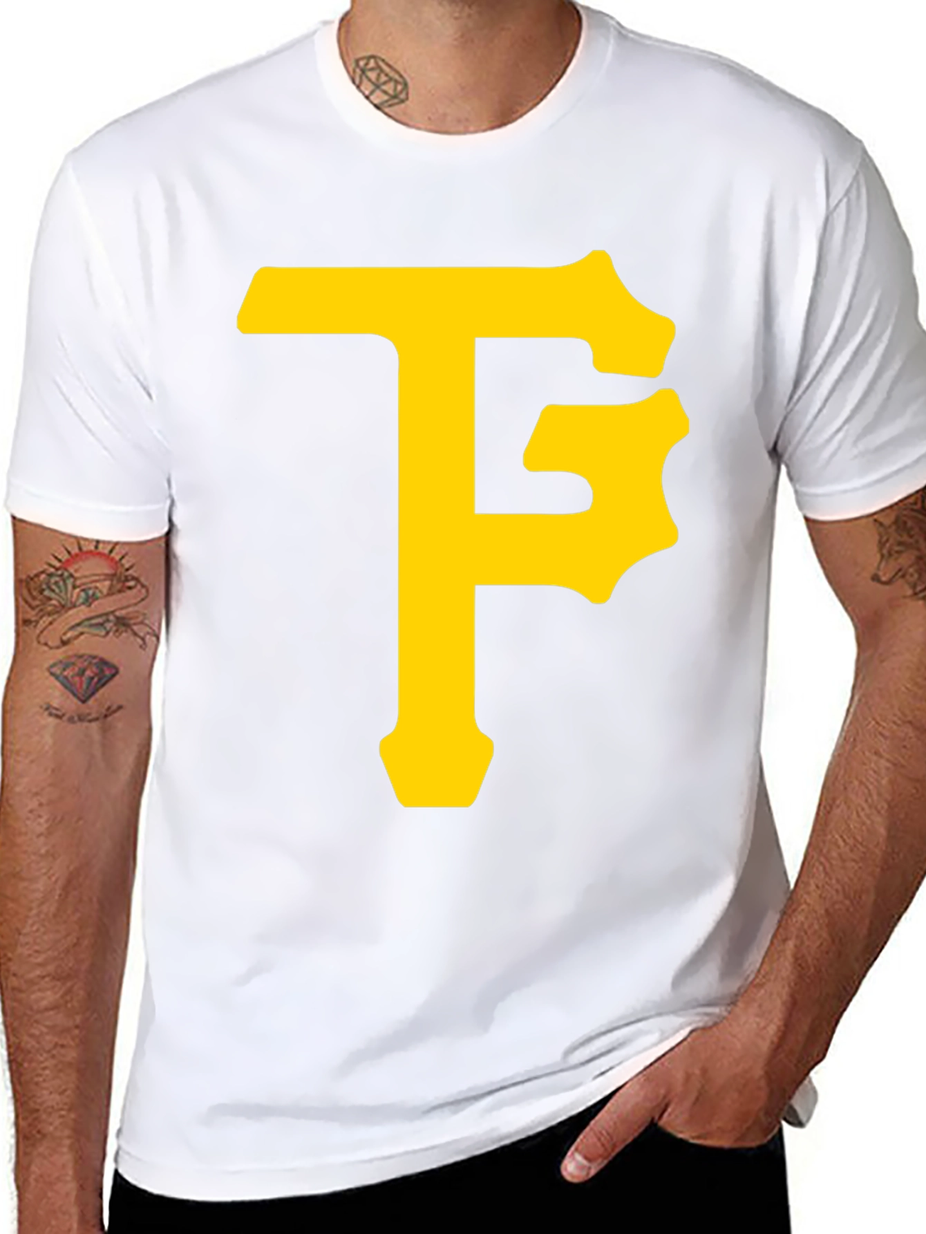 Black T-Shirt with Yellow Letter Logo