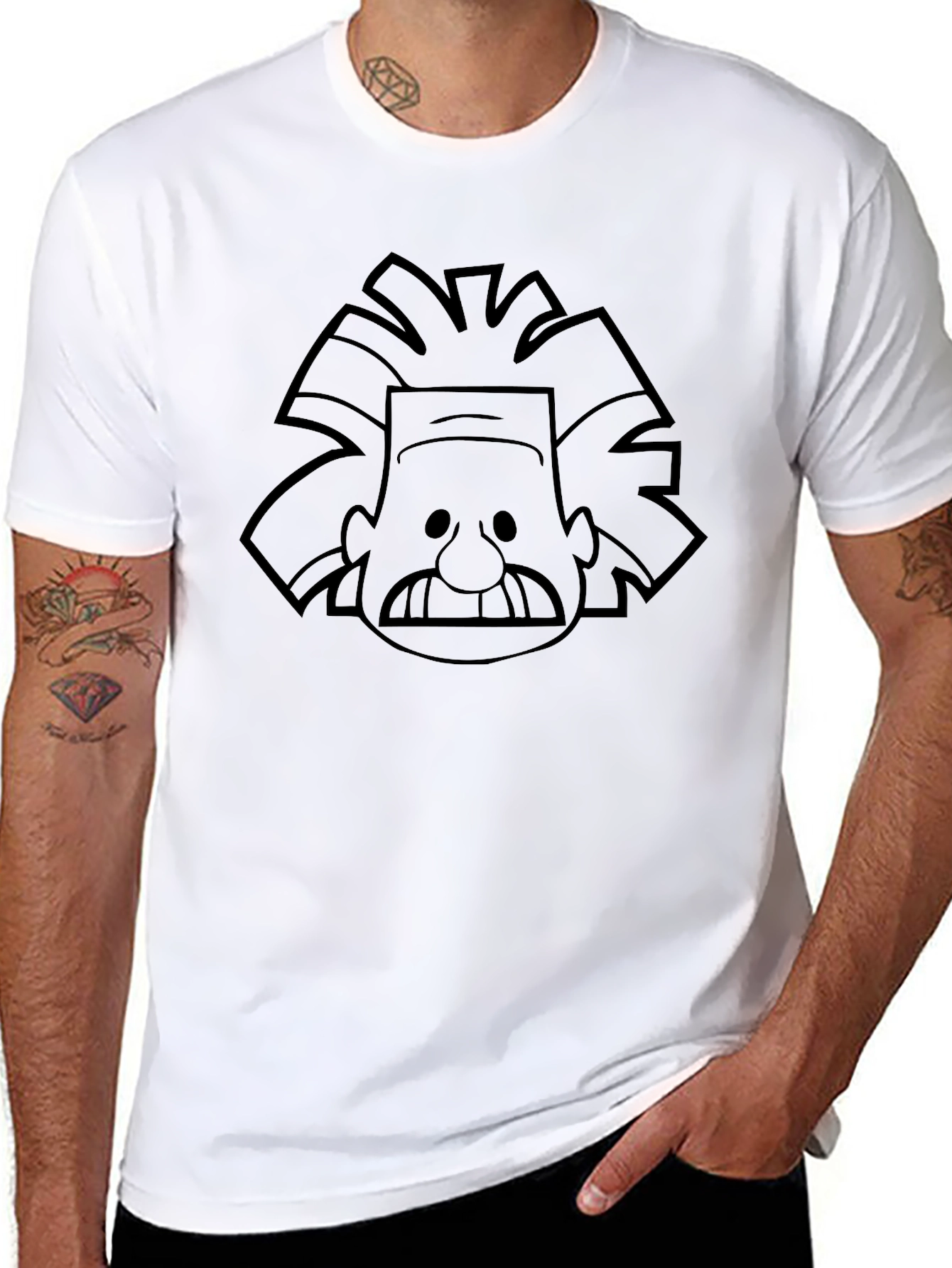 Cartoon Einstein Graphic Black T-Shirt