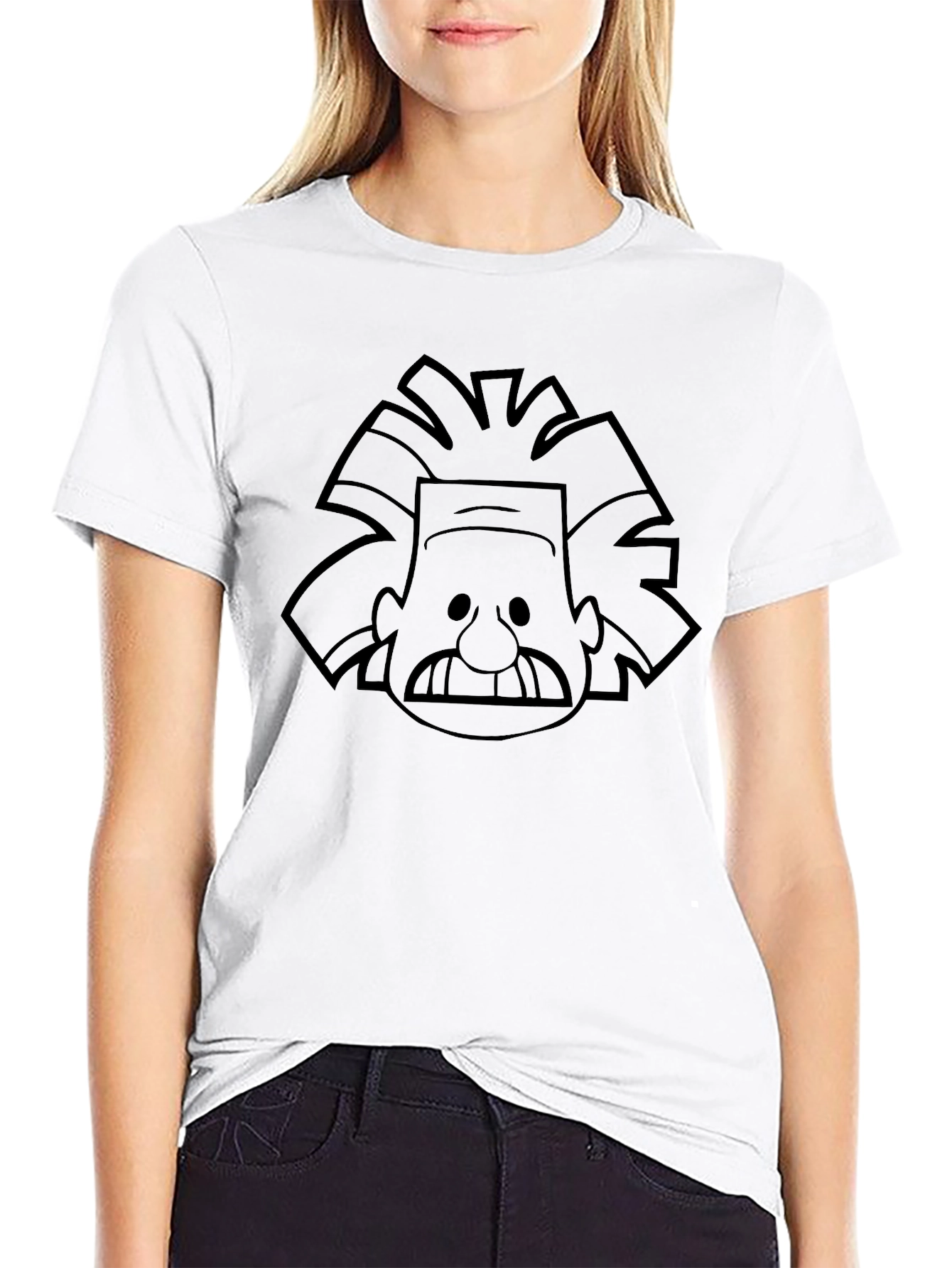 Cartoon Einstein Graphic Black T-Shirt