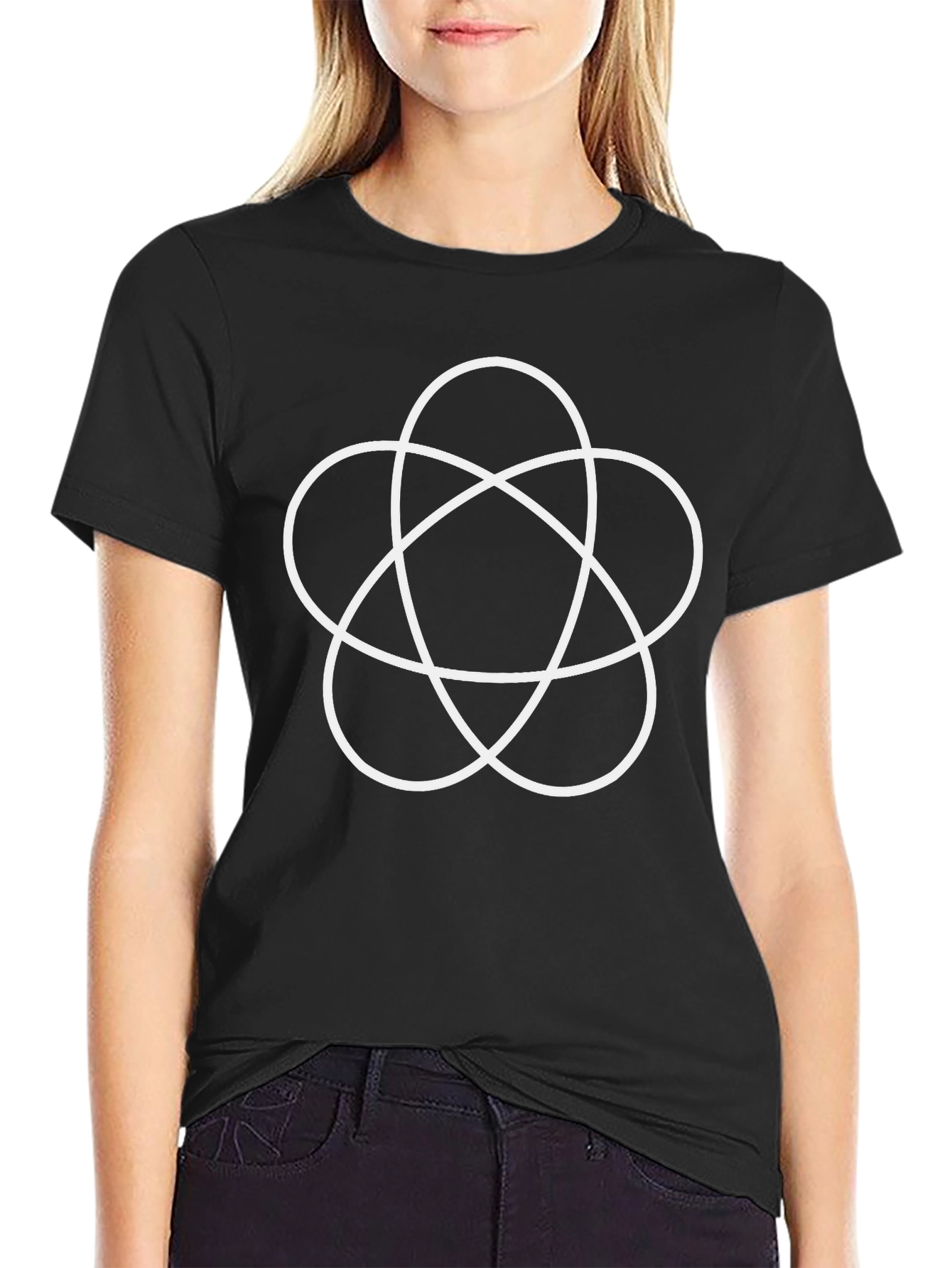 Geometric Knot Graphic Tee - Stylish Black Cotton T-Shirt