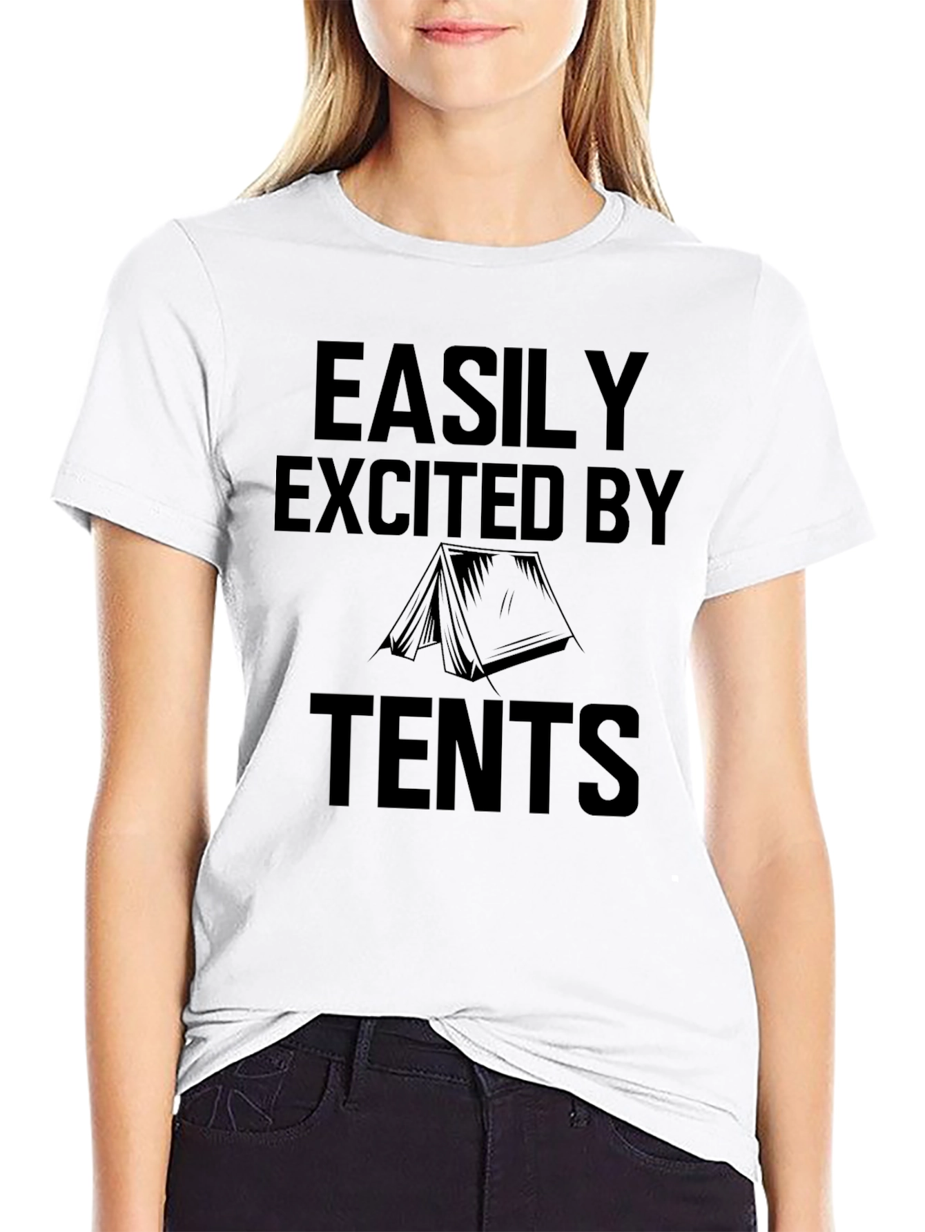 Easily Excited by Tents Black T-Shirt