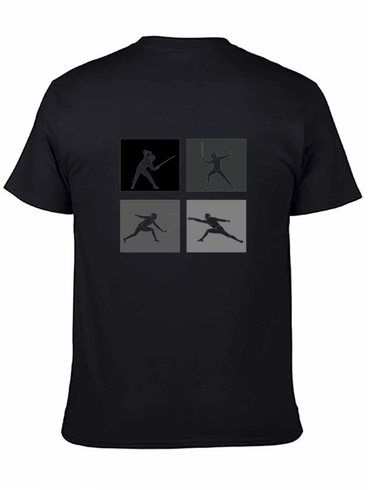Fencing Silhouette Graphic T-Shirt - Black