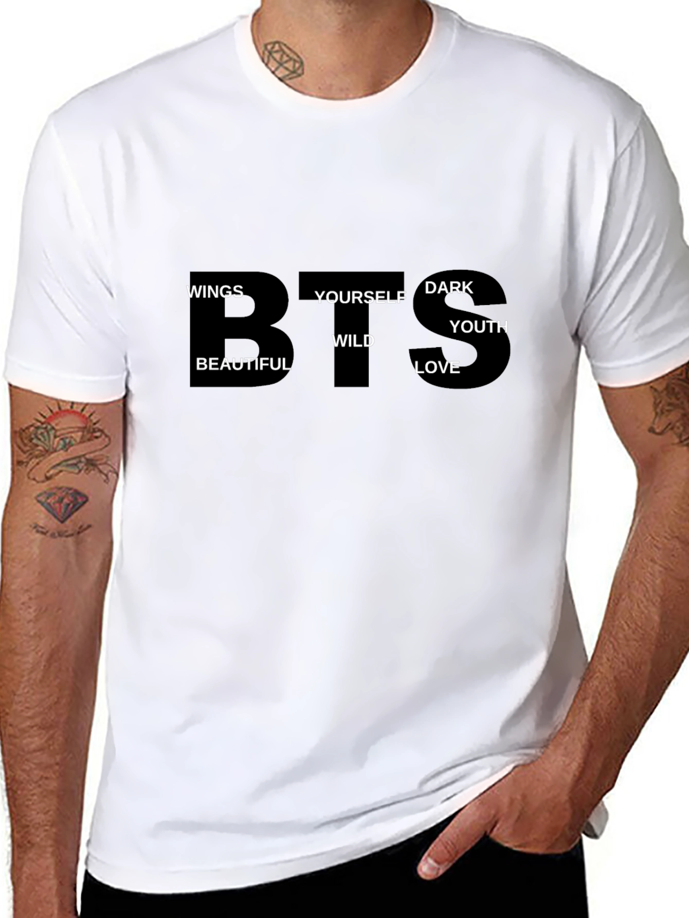 BTS Word Art Black T-Shirt