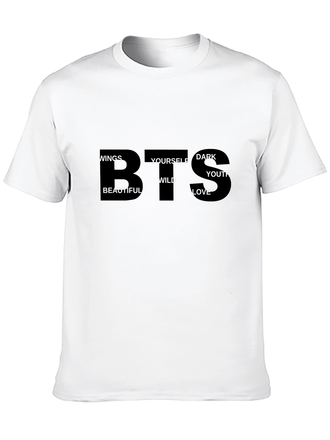 BTS Word Art Black T-Shirt