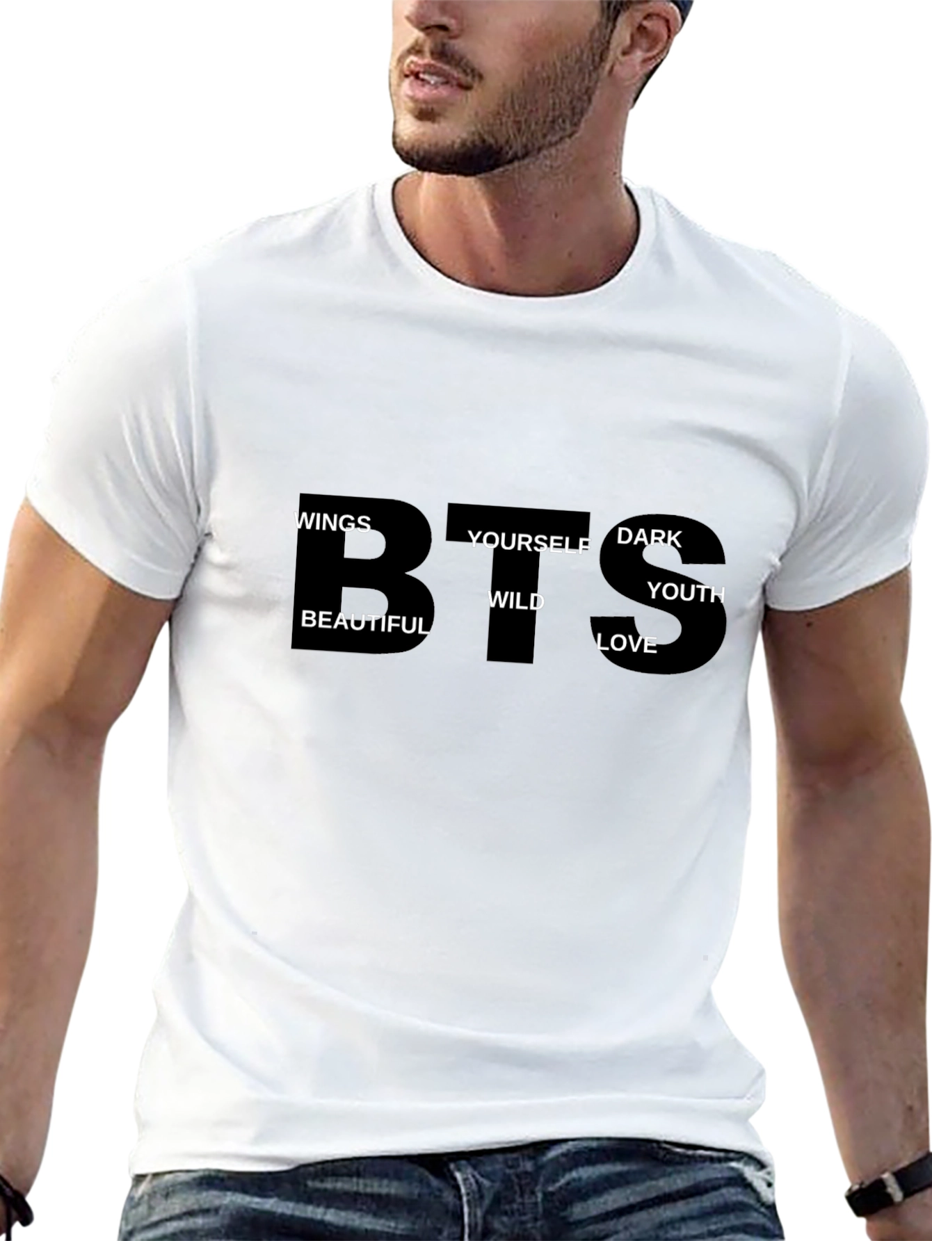 BTS Word Art Black T-Shirt
