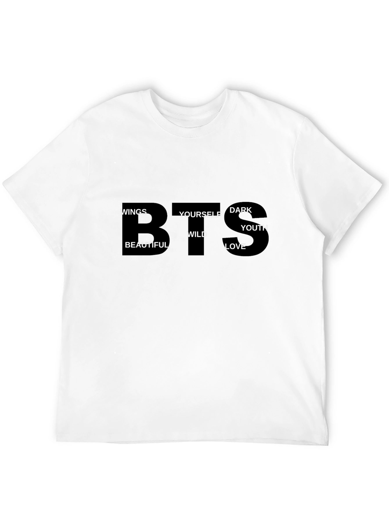 BTS Word Art Black T-Shirt