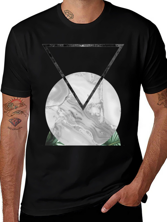 Abstract Geometric Print Black T-Shirt