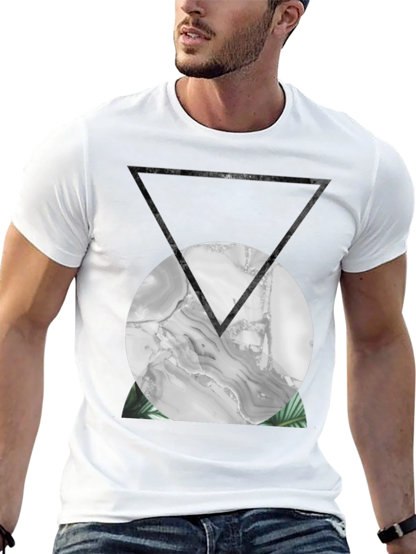 Abstract Geometric Print Black T-Shirt