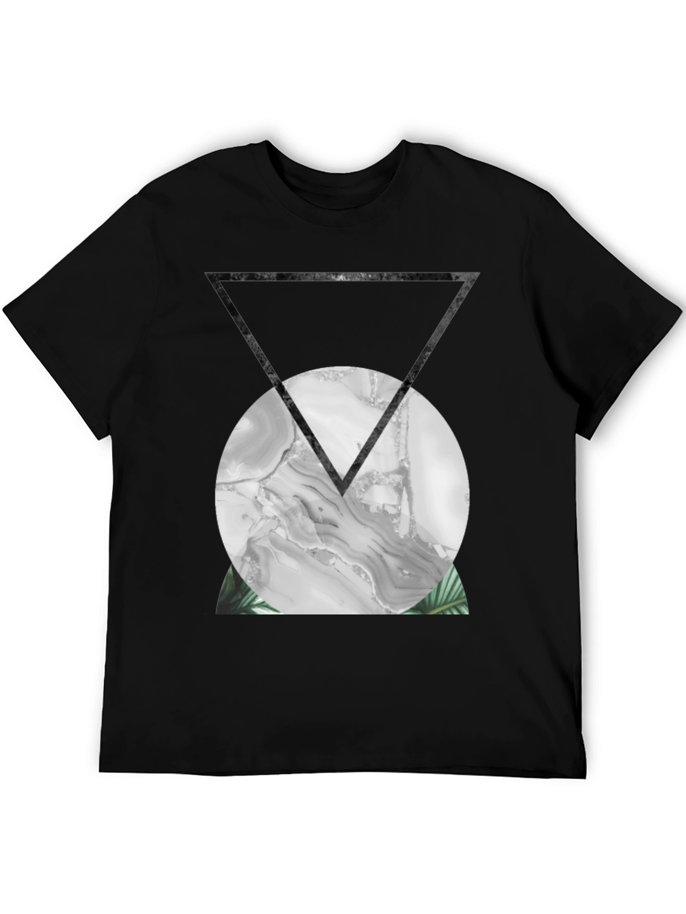Abstract Geometric Print Black T-Shirt