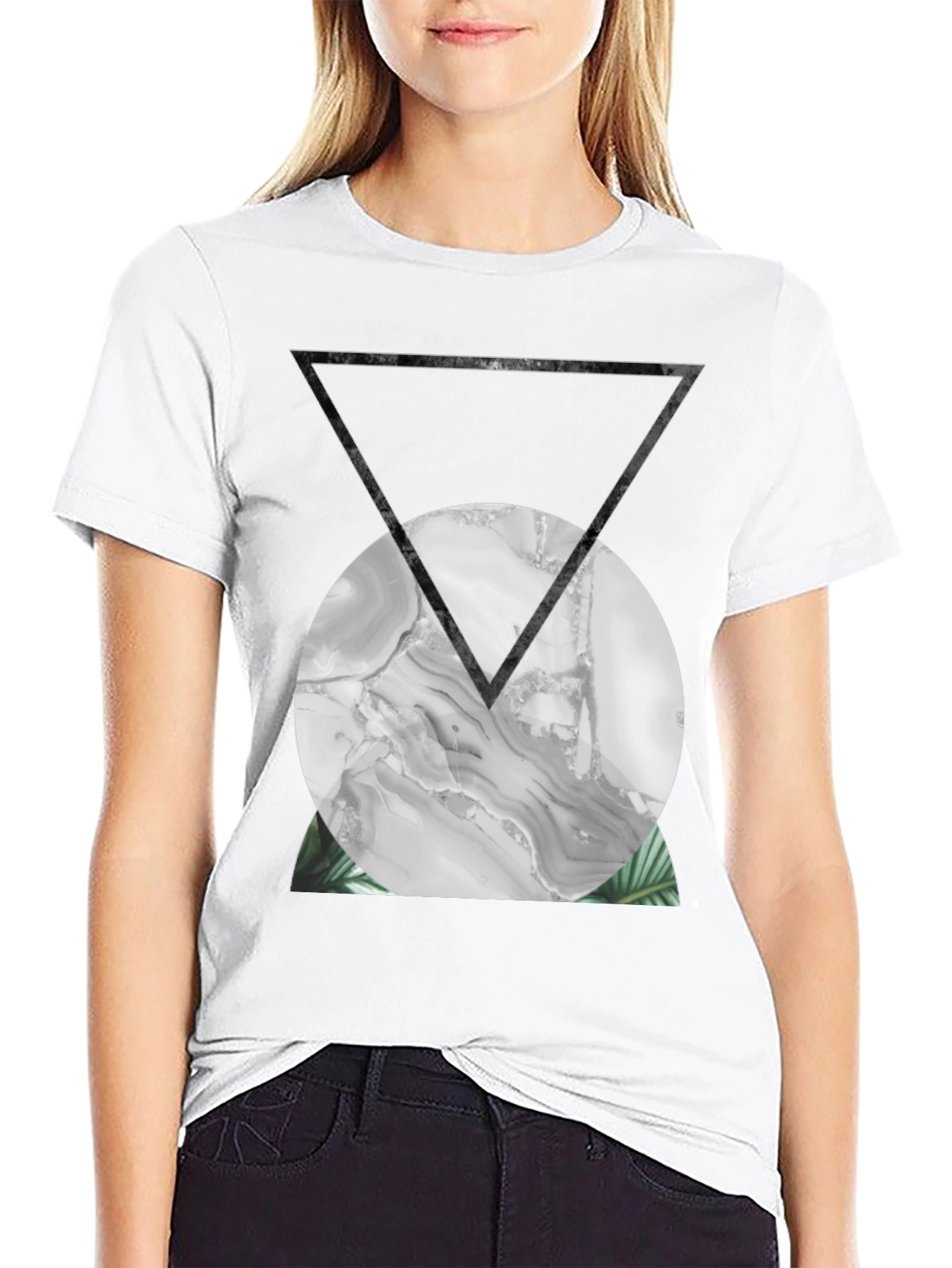 Abstract Geometric Print Black T-Shirt