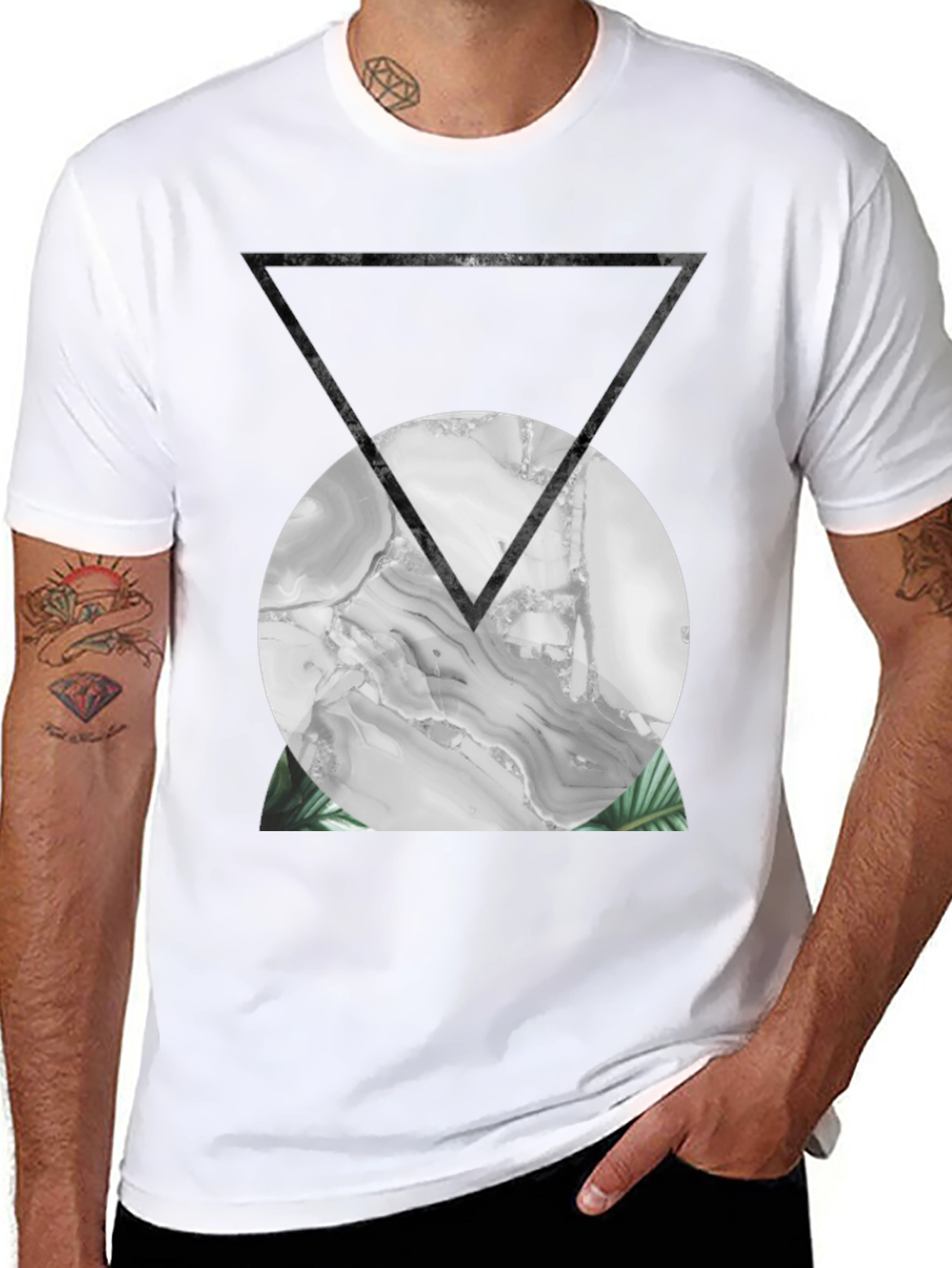 Abstract Geometric Print Black T-Shirt