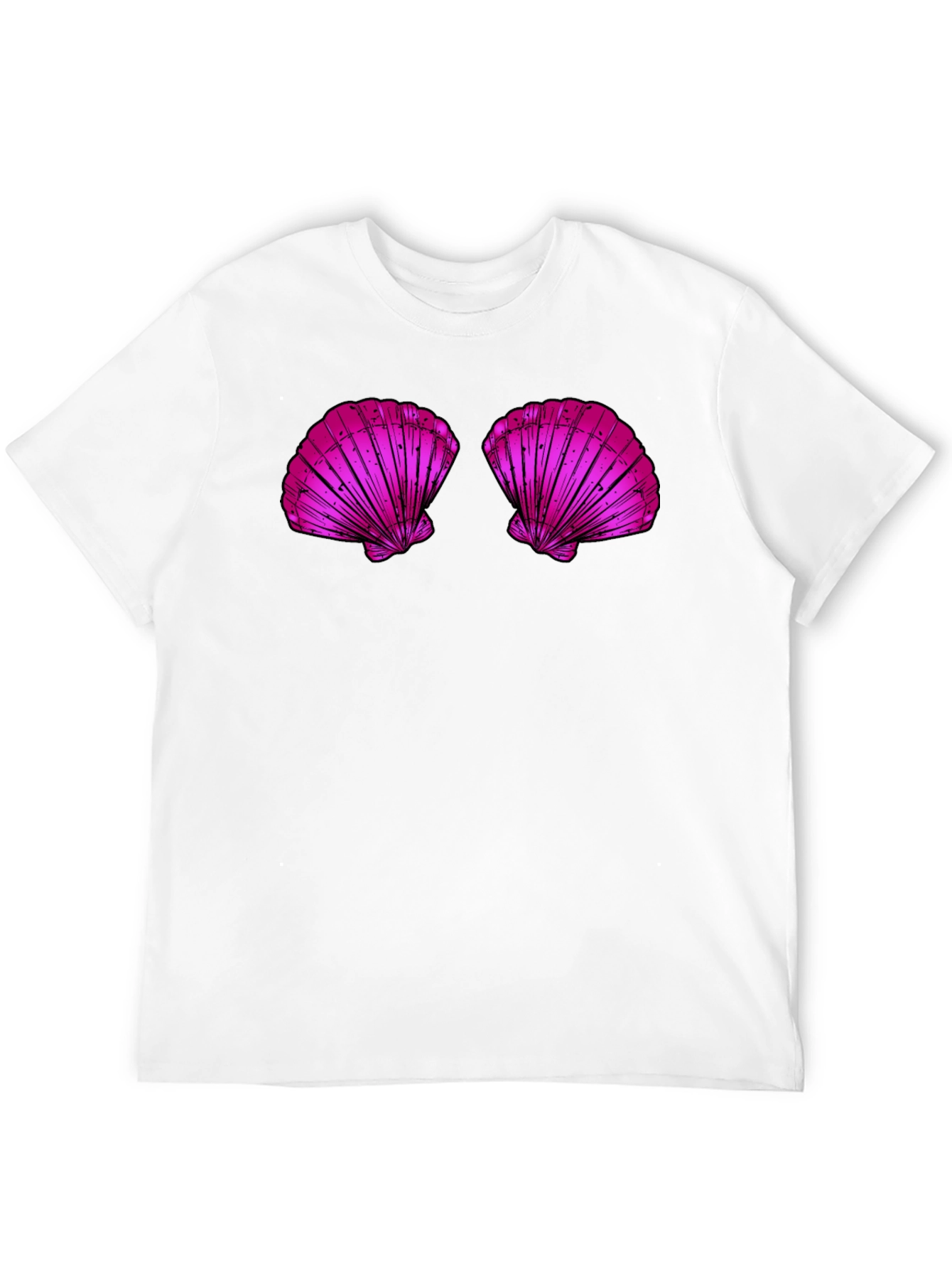Novelty Shell Bra Graphic Tee - Casual Black T-Shirt