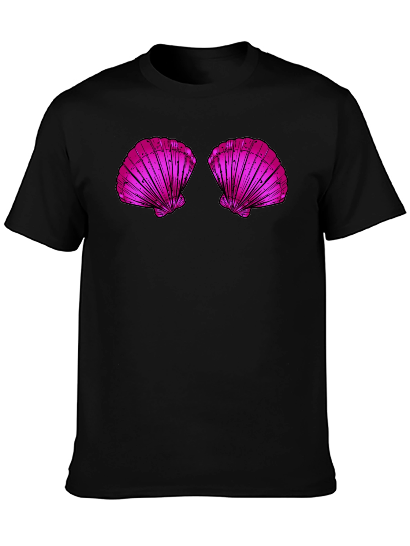Novelty Shell Bra Graphic Tee - Casual Black T-Shirt