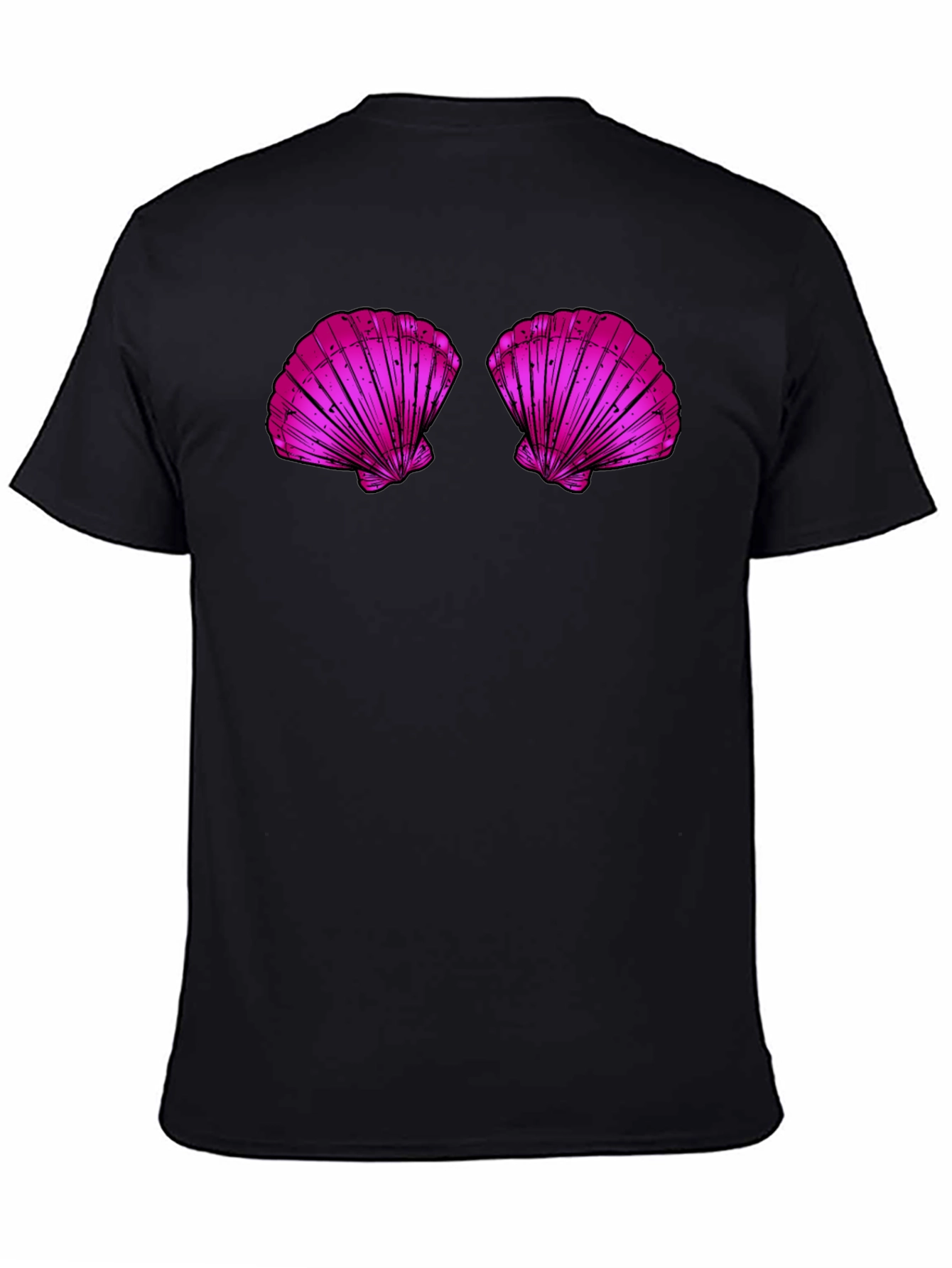 Novelty Shell Bra Graphic Tee - Casual Black T-Shirt