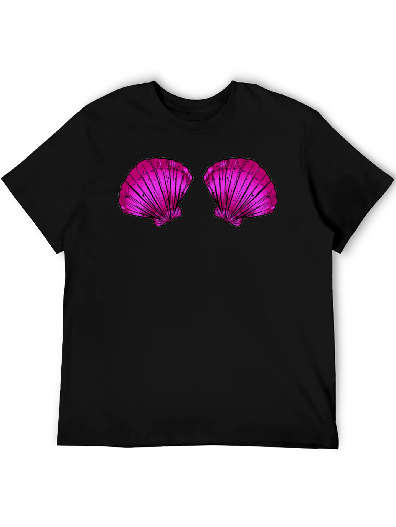 Novelty Shell Bra Graphic Tee - Casual Black T-Shirt