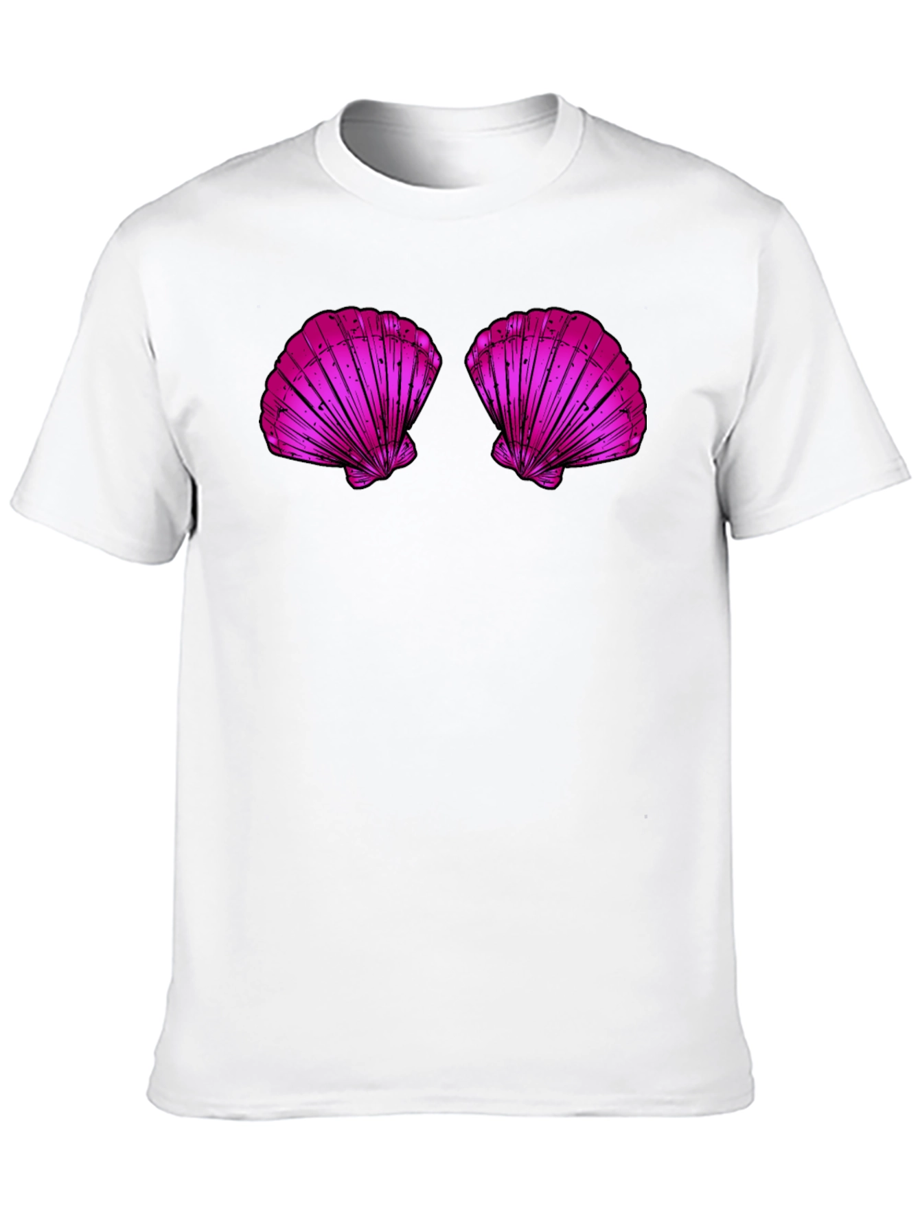 Novelty Shell Bra Graphic Tee - Casual Black T-Shirt