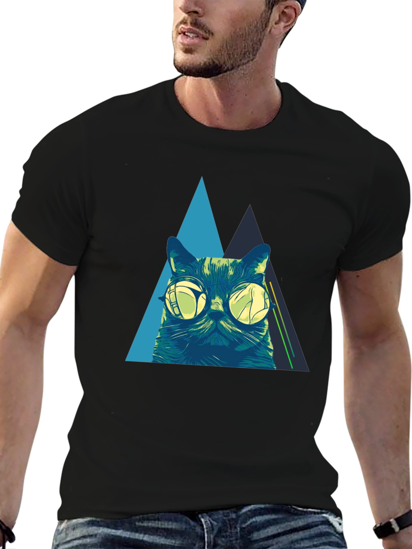 Cool Cat Graphic Tee - Black T-Shirt