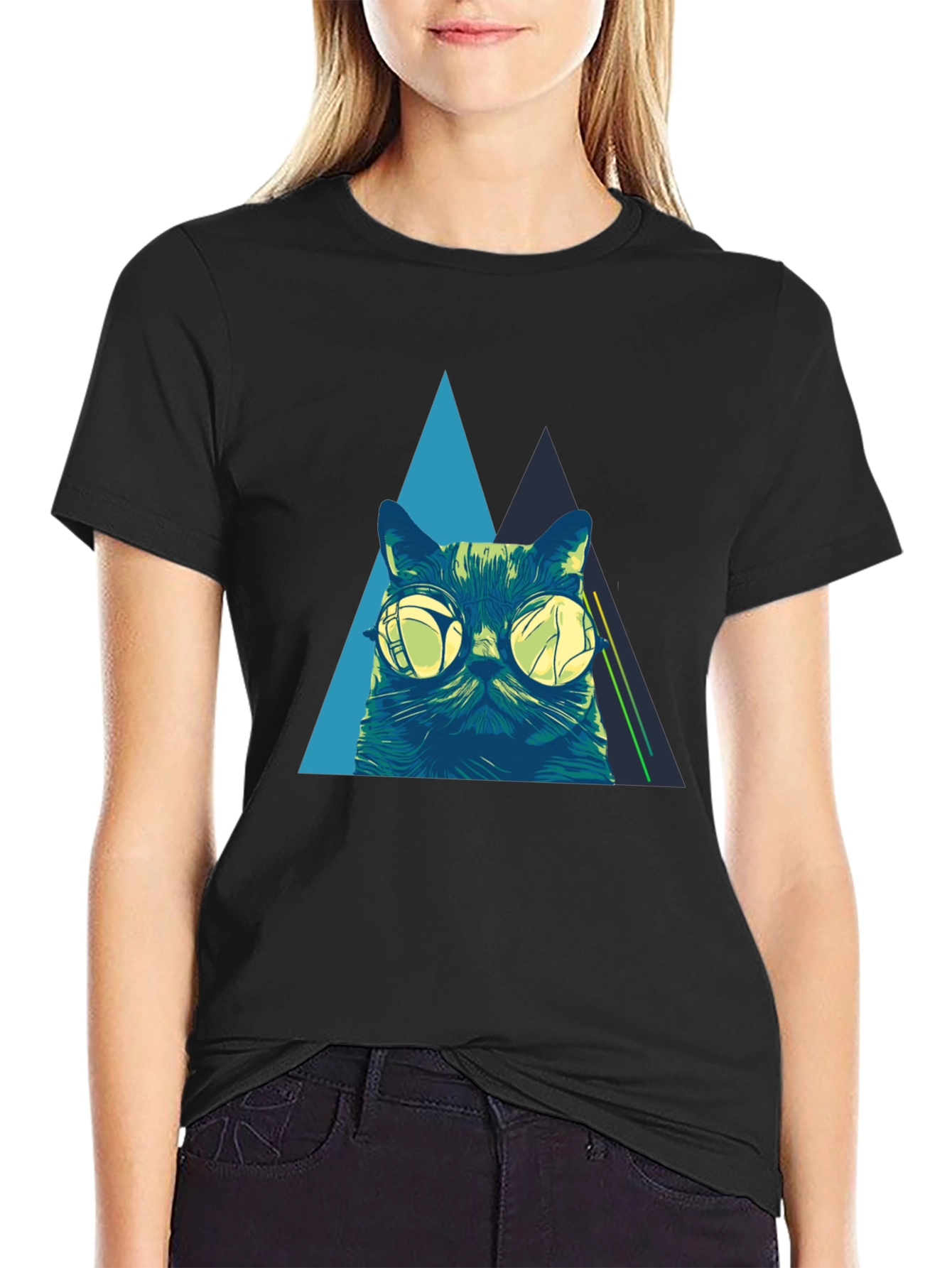 Cool Cat Graphic Tee - Black T-Shirt