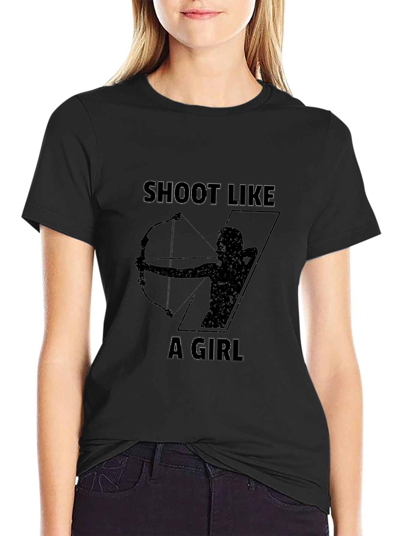 Shoot Like a Girl Black Graphic Tee