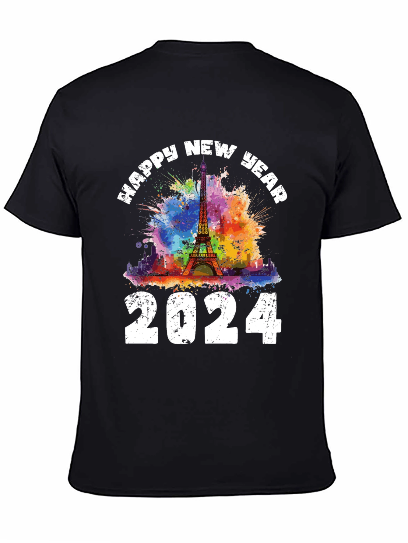 Happy New Year 2024 Eiffel Tower Graphic Tee