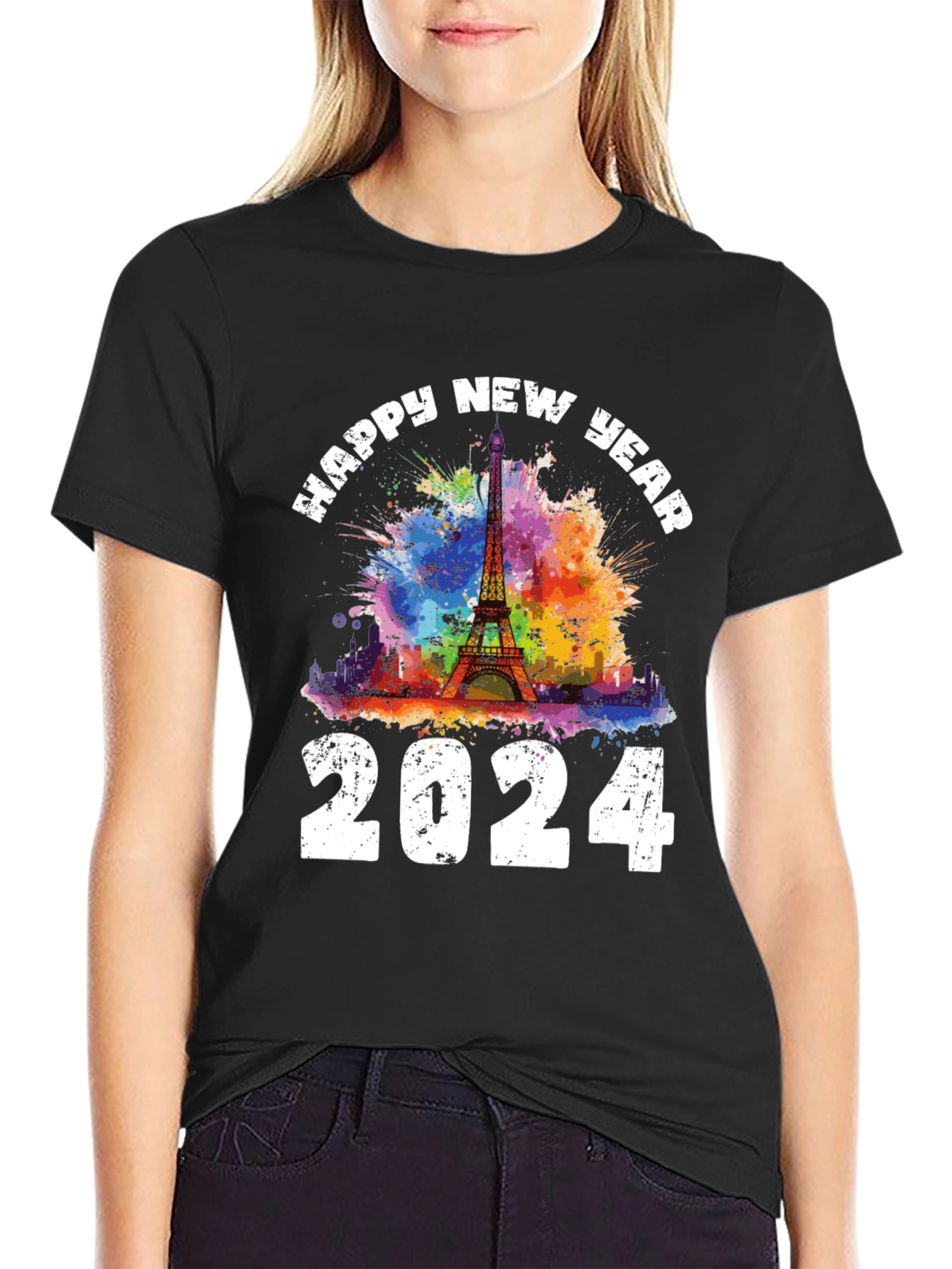 Happy New Year 2024 Eiffel Tower Graphic Tee