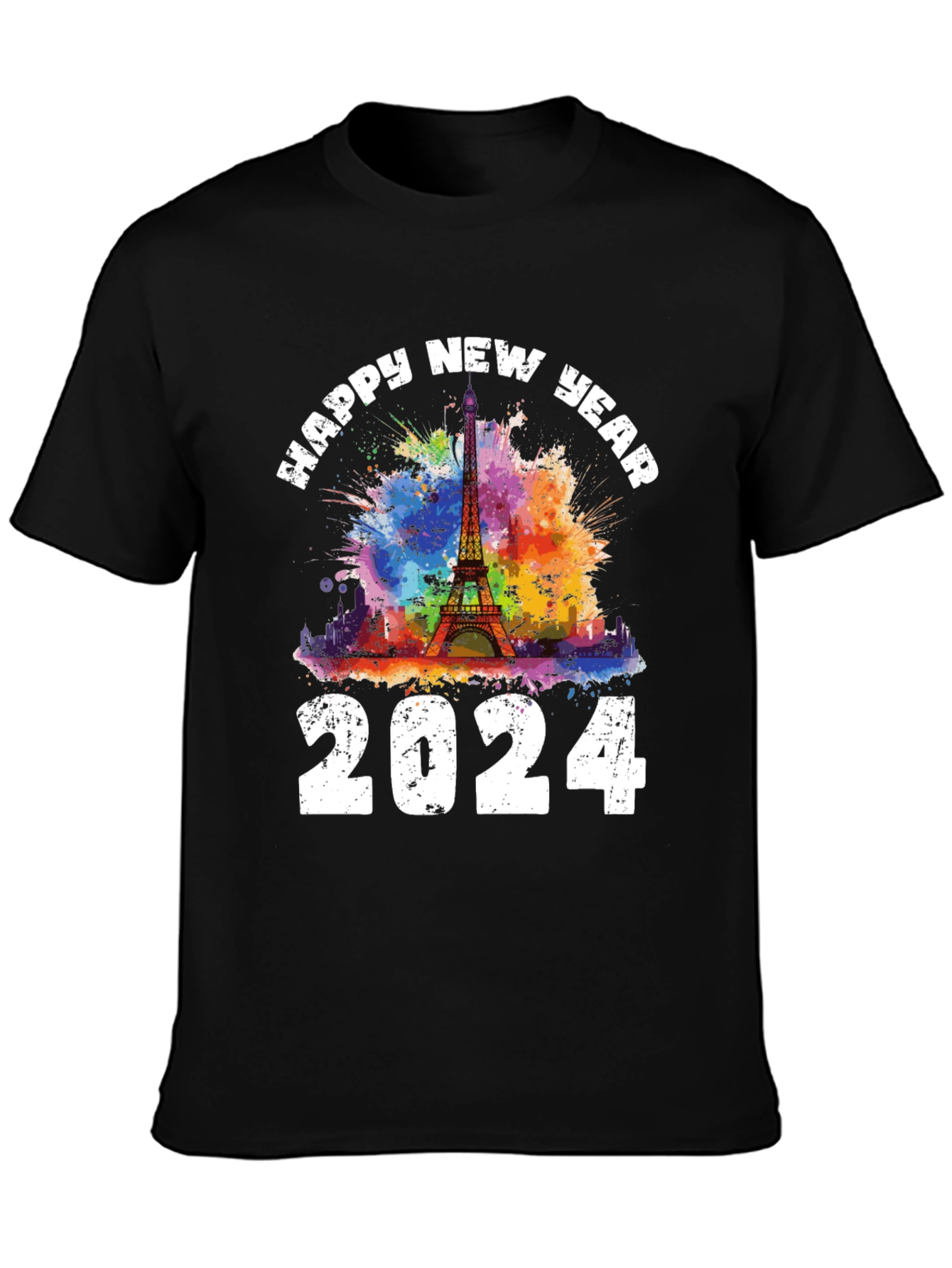 Happy New Year 2024 Eiffel Tower Graphic Tee