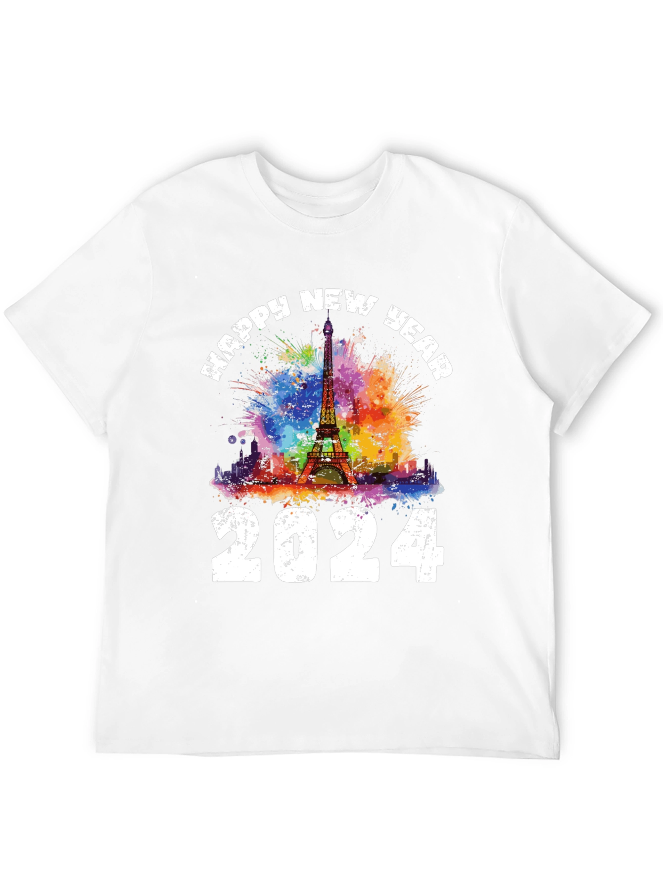 Happy New Year 2024 Eiffel Tower Graphic Tee