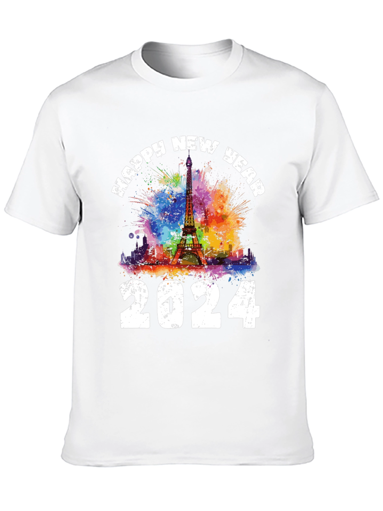 Happy New Year 2024 Eiffel Tower Graphic Tee
