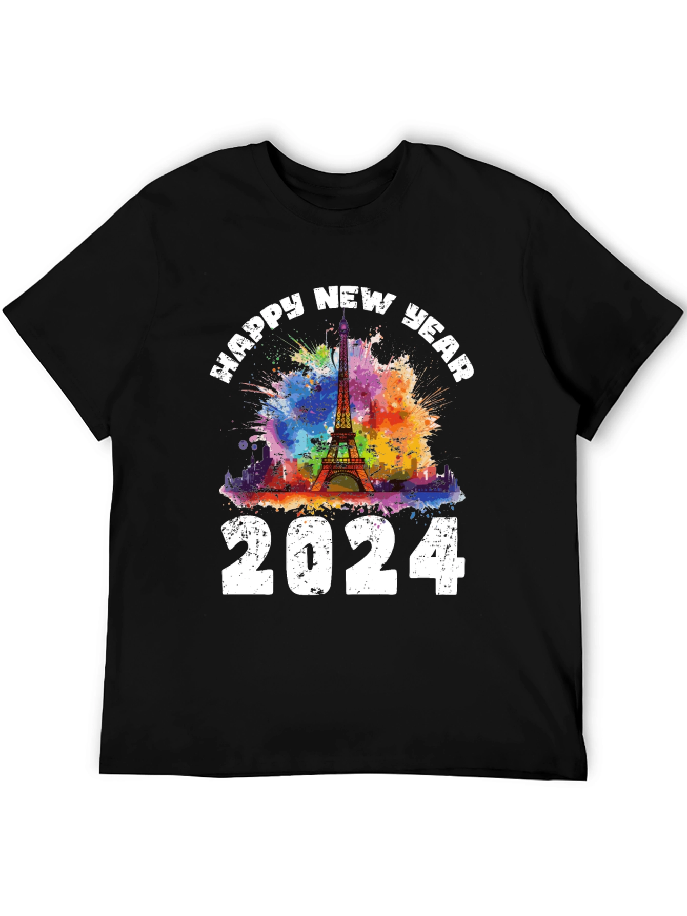 Happy New Year 2024 Eiffel Tower Graphic Tee