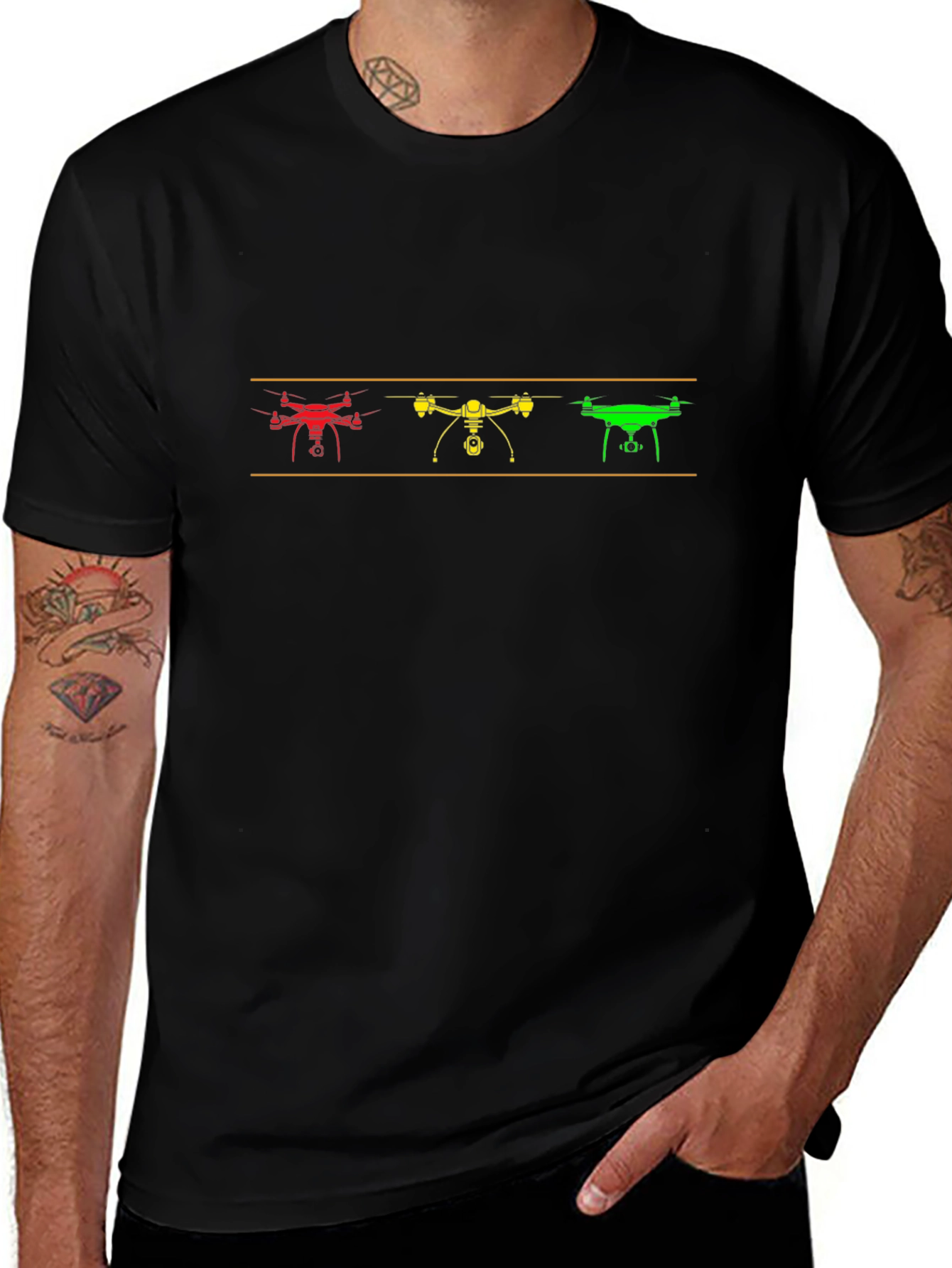 Drone Trio Graphic Tee - Black