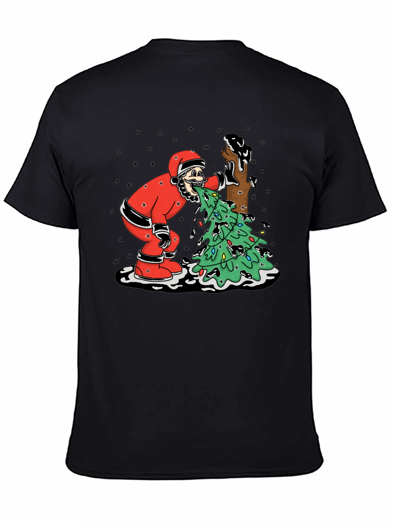 Funny Santa Vomiting Christmas Tree T-Shirt