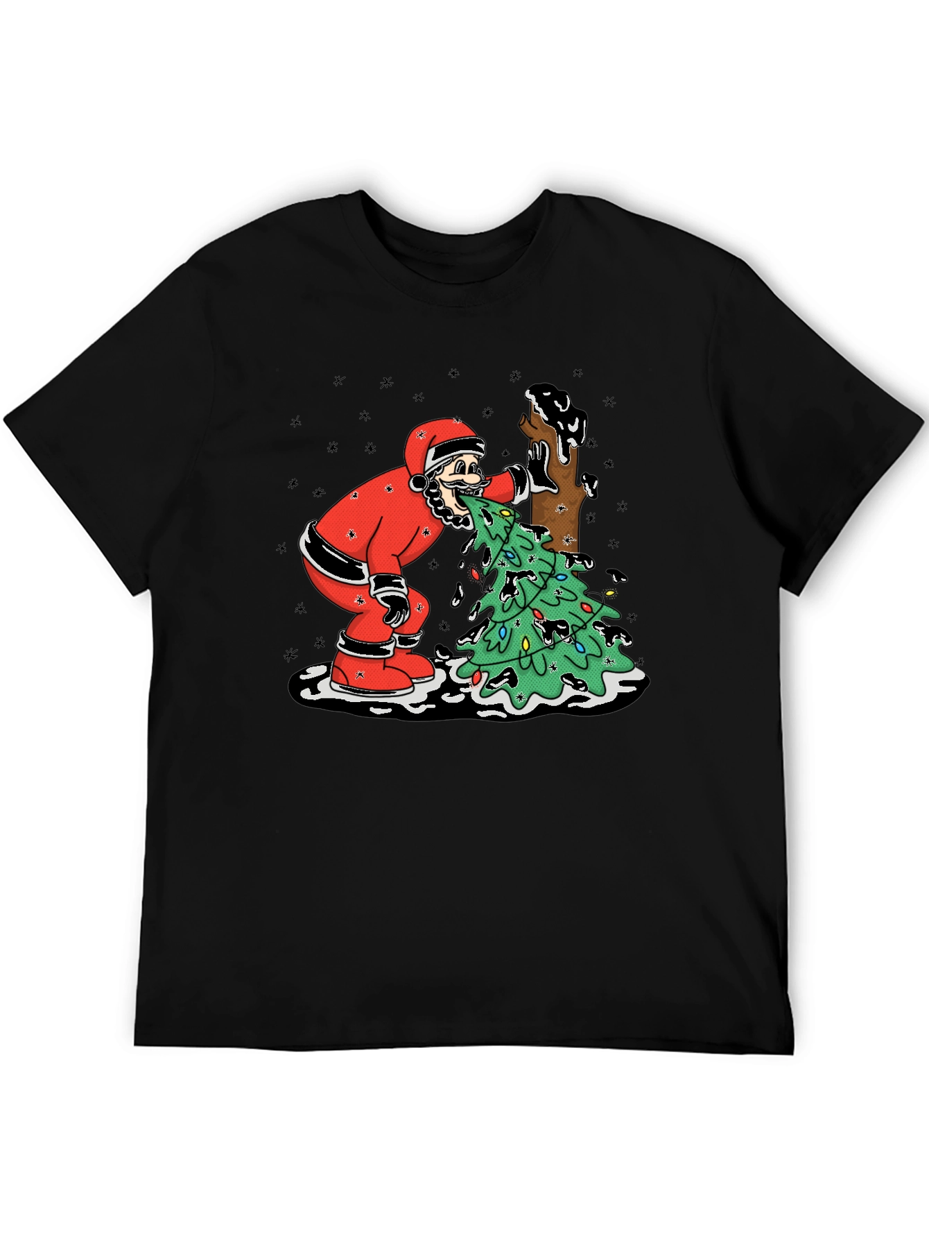 Funny Santa Vomiting Christmas Tree T-Shirt