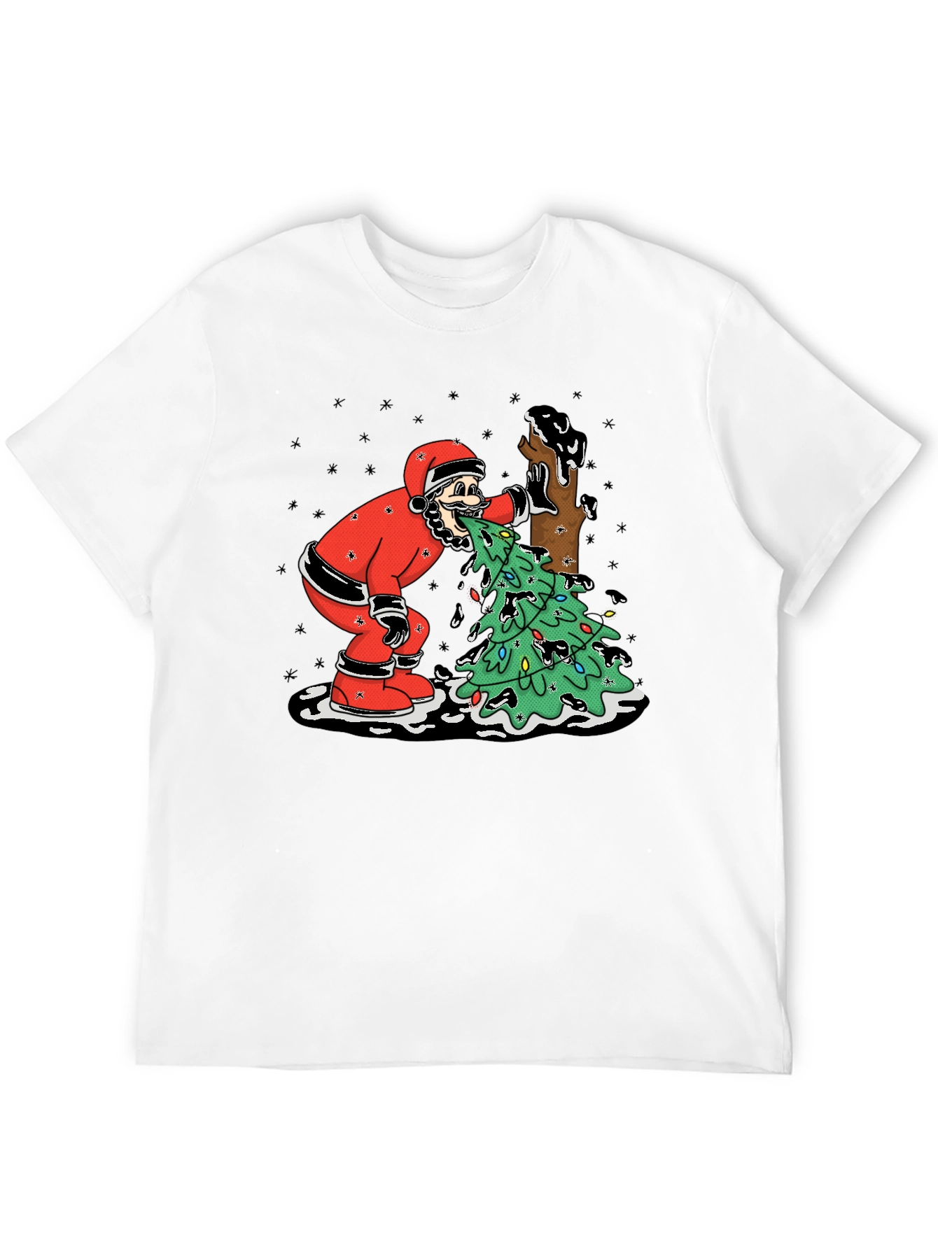 Funny Santa Vomiting Christmas Tree T-Shirt