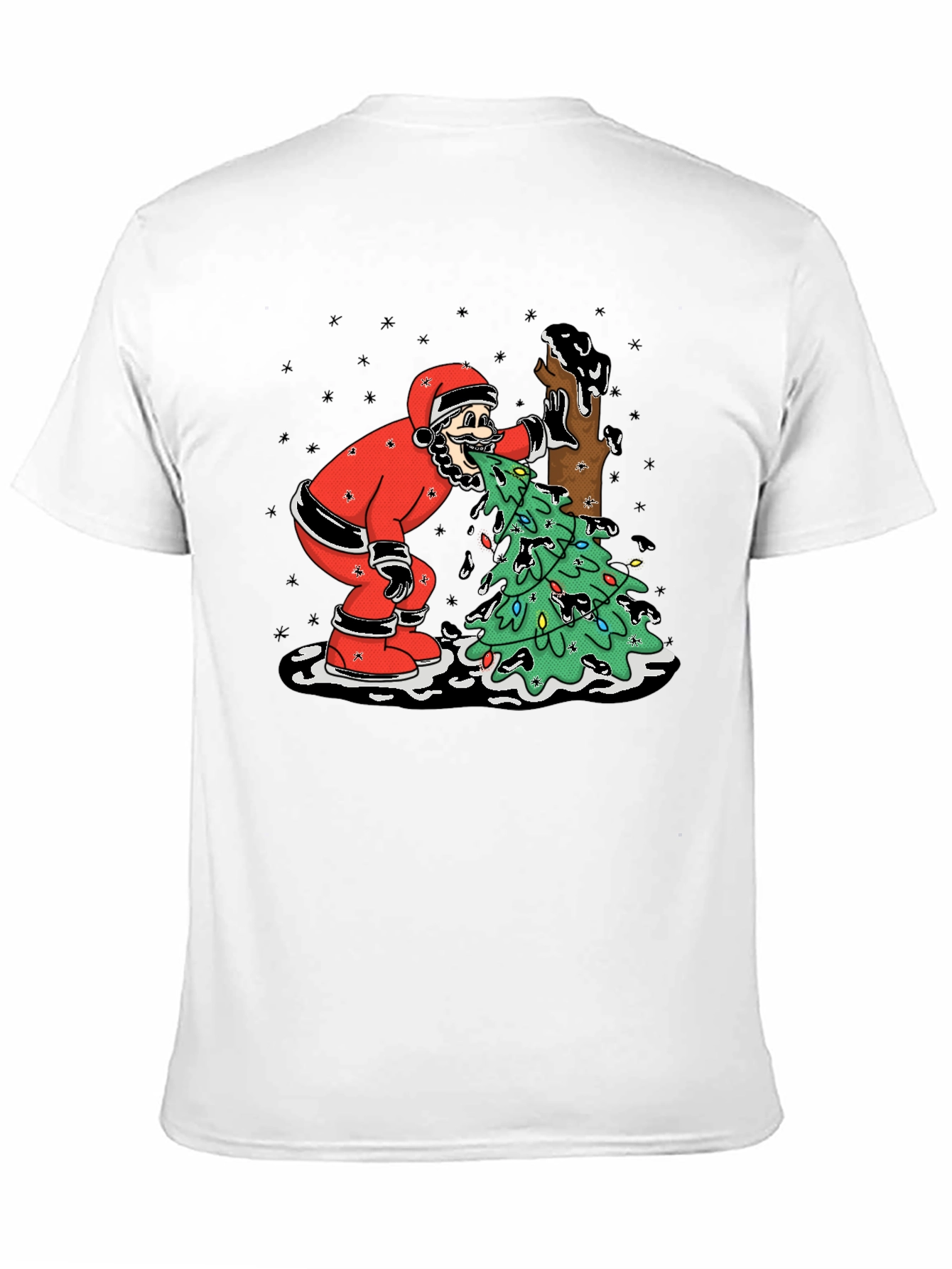 Funny Santa Vomiting Christmas Tree T-Shirt
