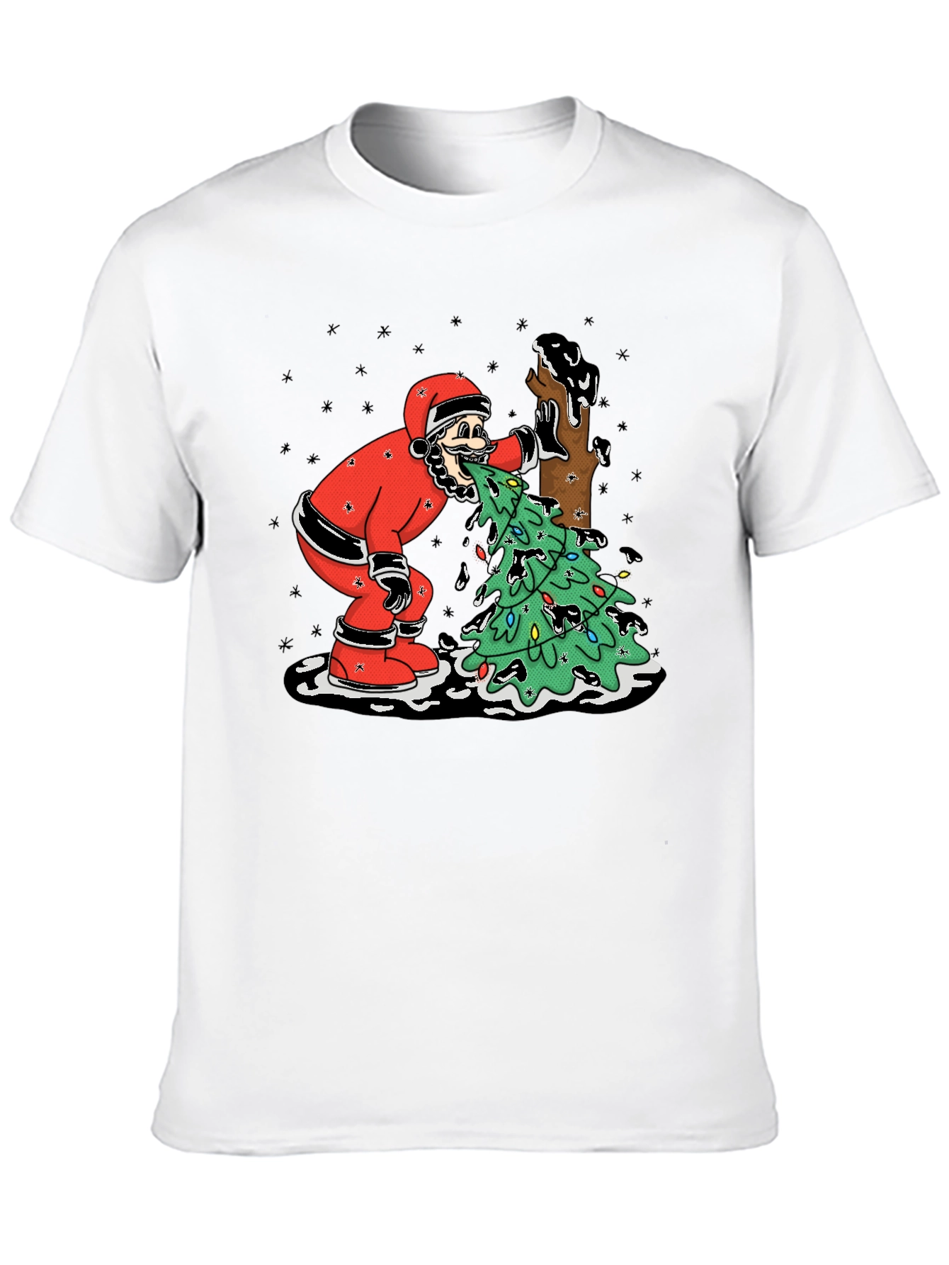 Funny Santa Vomiting Christmas Tree T-Shirt