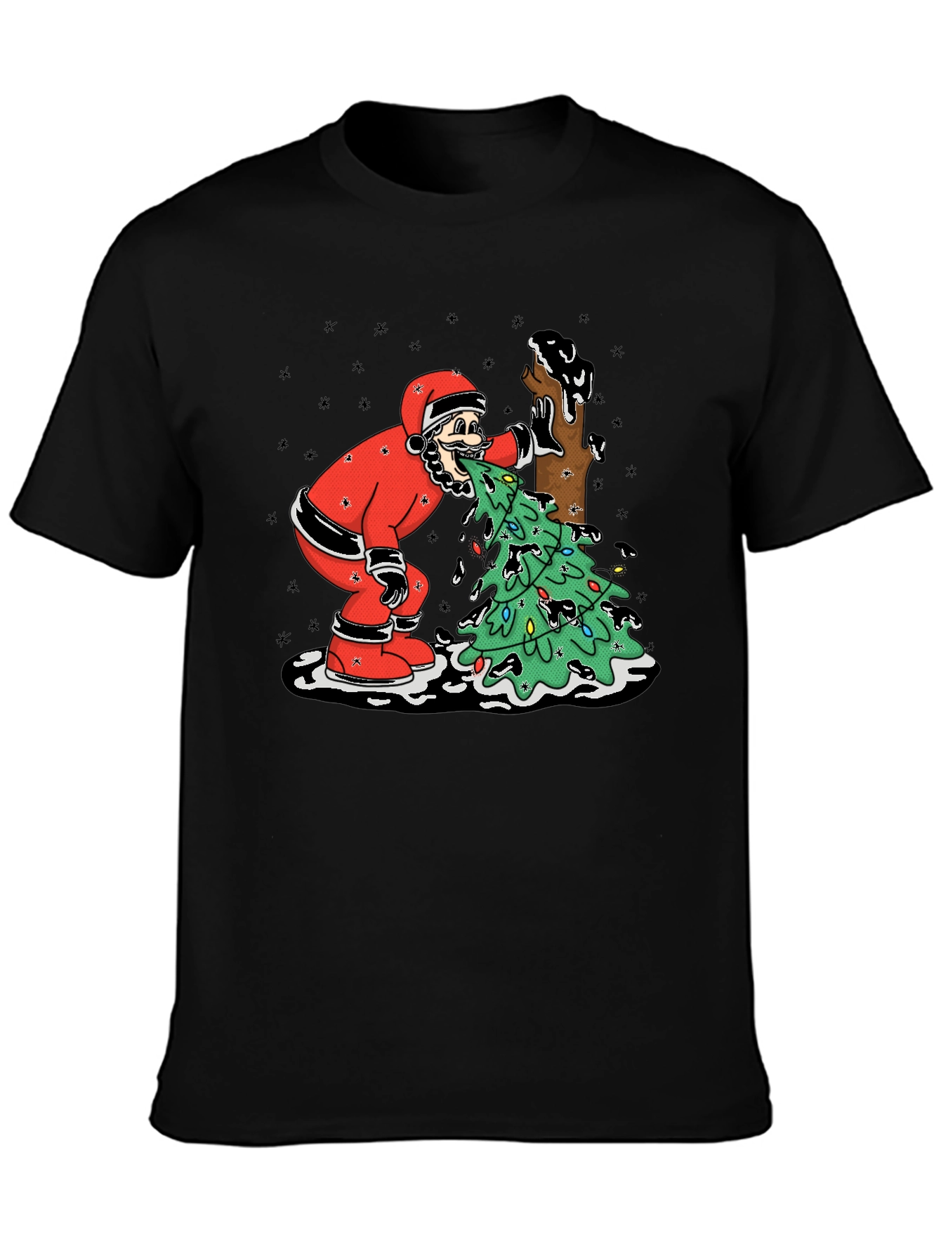Funny Santa Vomiting Christmas Tree T-Shirt