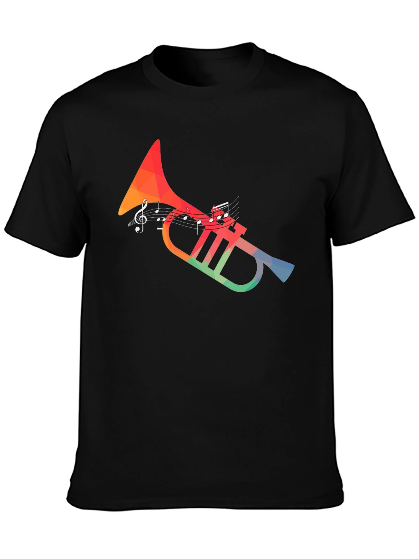 Musical Trumpet Graphic Tee - Black Cotton Blend Shirt