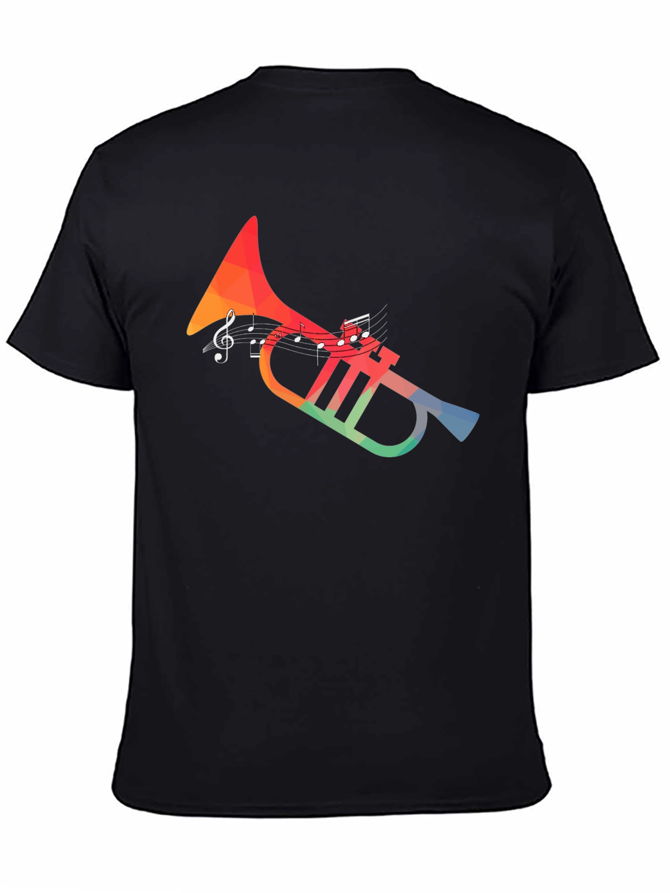 Musical Trumpet Graphic Tee - Black Cotton Blend Shirt