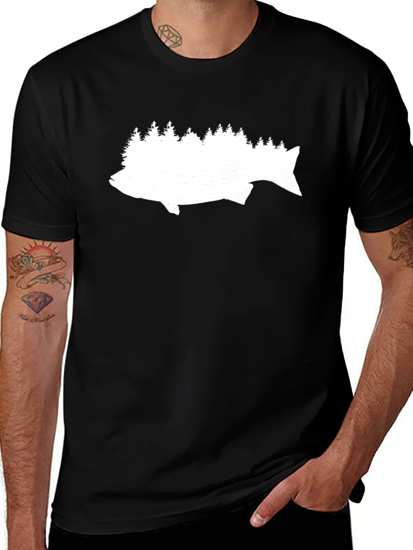 Fish and Forest Black Tee