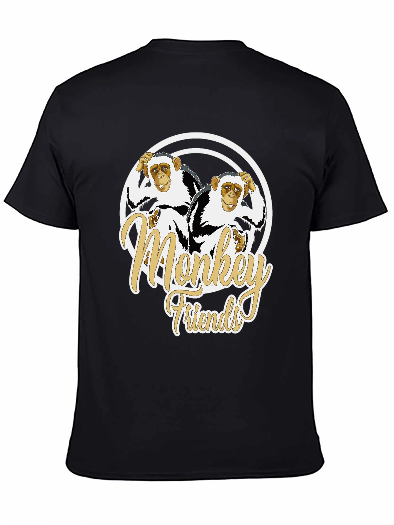 Monkey Friends Graphic T-Shirt - Black