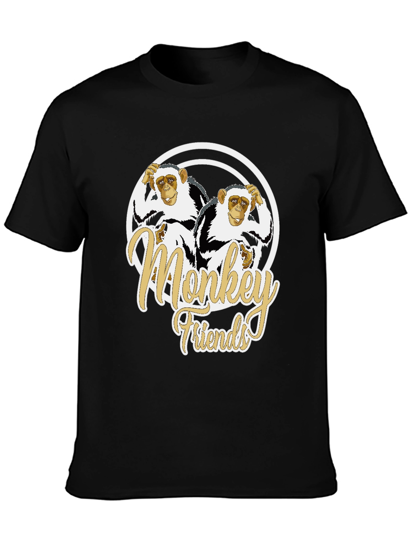Monkey Friends Graphic T-Shirt - Black