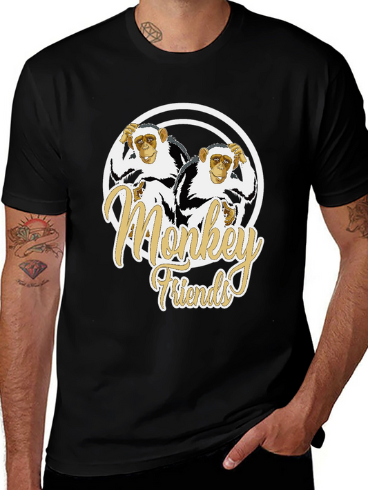 Monkey Friends Graphic T-Shirt - Black