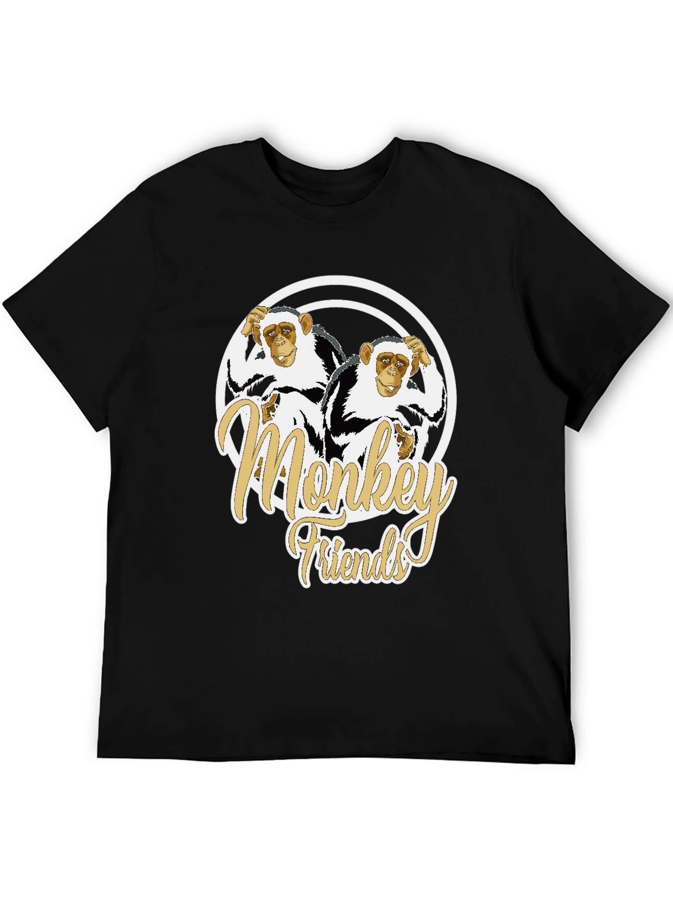 Monkey Friends Graphic T-Shirt - Black