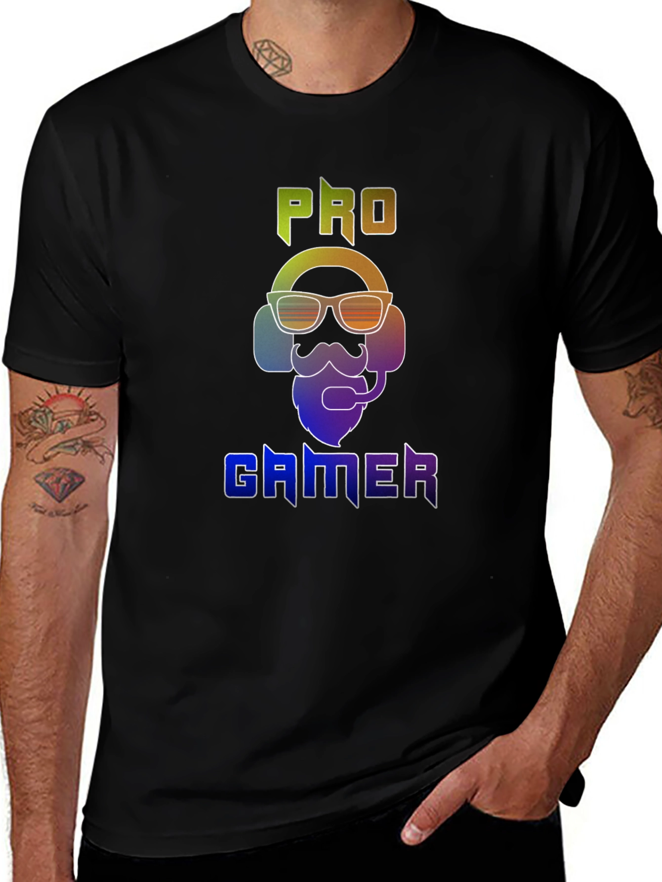 Pro Gamer T-Shirt - Gaming Headset & Beard Design