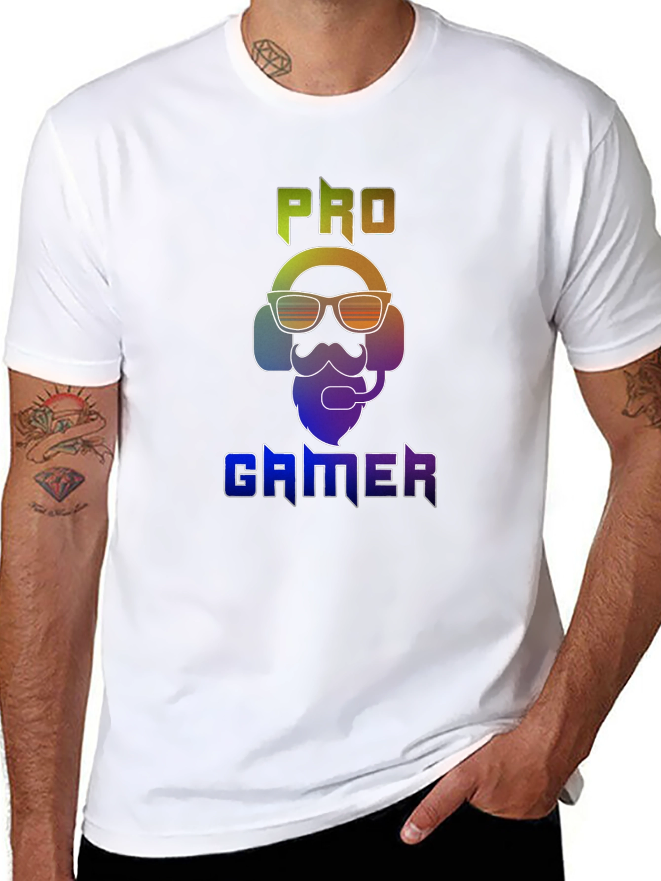 Pro Gamer T-Shirt - Gaming Headset & Beard Design